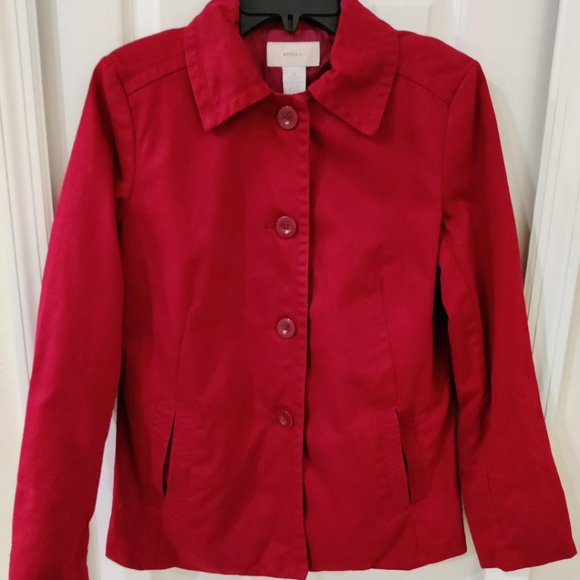 Merona Red Long Sleeve Button Front Lined Jacket Blazer Small - Picture 1 of 9